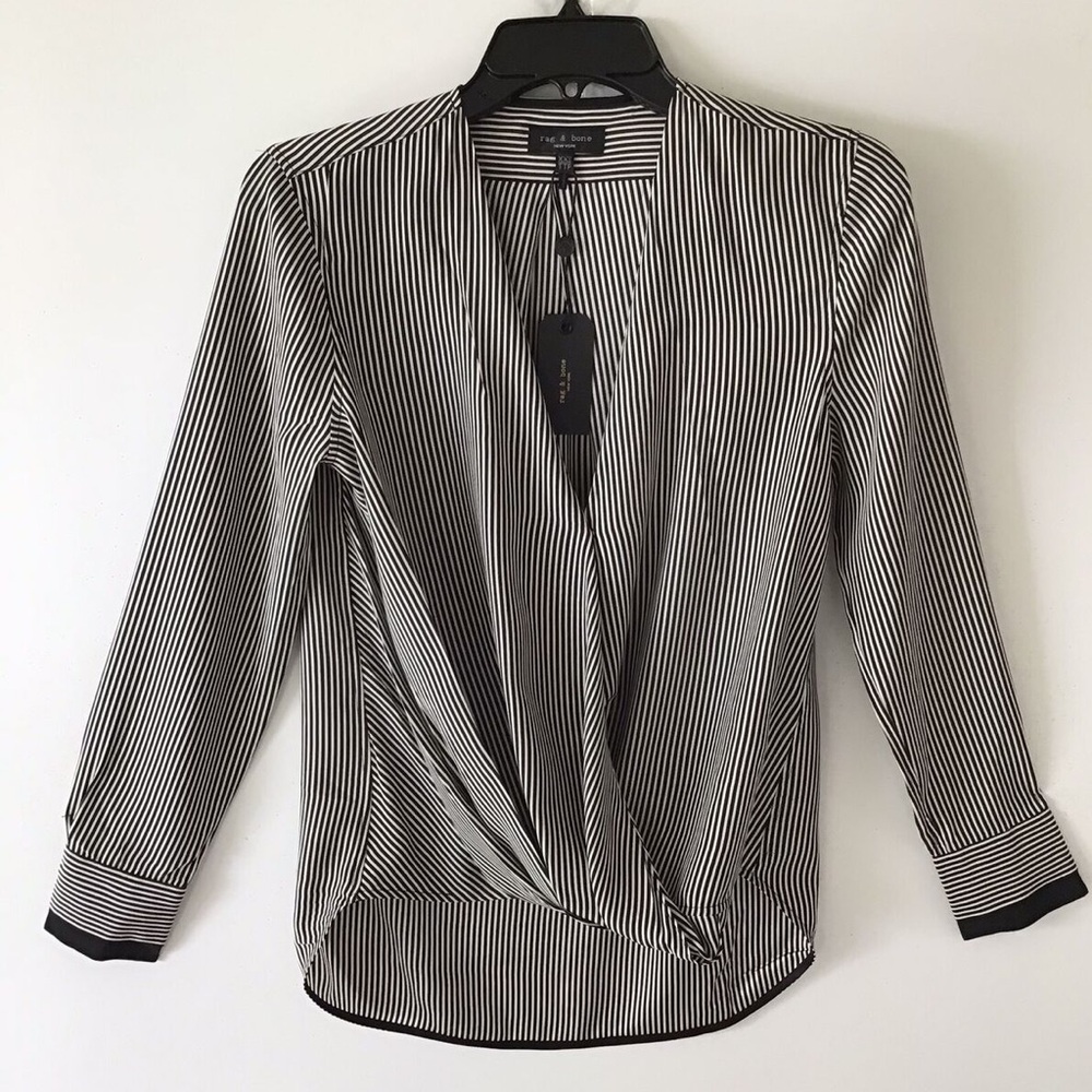 Rag & Bone Victor Striped Silk Blouse